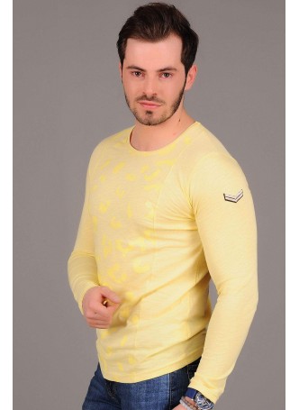 Apoletli Desenli Sarı Sweat