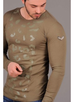 Apoletli Desenli Haki Sweat