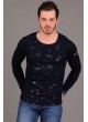 Apoletli Desenli Lacivert Sweat
