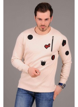 Fermuar Detay Armalı Krem Sweat