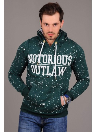 Kapşonlu Baskılı Sweat Yeşil