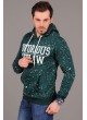Kapşonlu Baskılı Sweat Yeşil