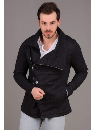 Yan Fermuarlı Füme Ceket