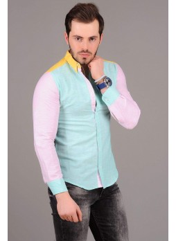 Nil Yeşili Pembe Gömlek