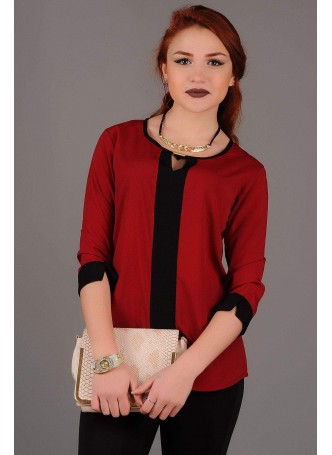 Krep Önü Tokalı Kırmızı Bluz