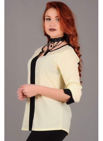 Krep Önü Tokalı Sarı Bluz