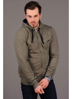 Kapşonlu Fermuarlı Haki Ceket