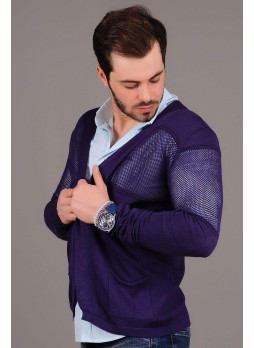 Düğmesiz Mor Hırka