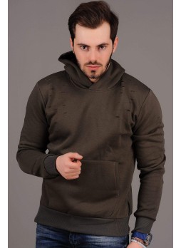 Kapşonlu Haki Sweat