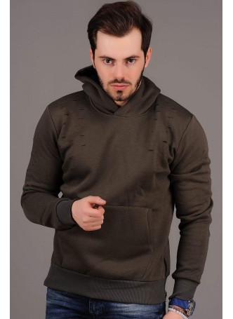 Kapşonlu Haki Sweat