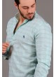 Oxford Yaka Çizigili Açık Yeşil Gömlek