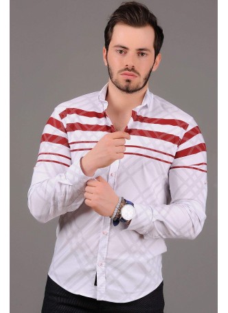 Çizgili Beyaz kırmızı Gömlek