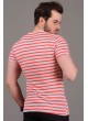 Çizgili Göğsü Desenli Turuncu Gri T-shirt