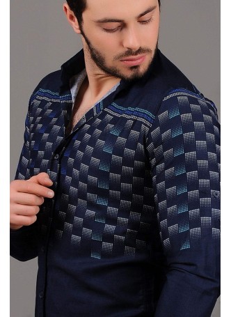 Kare Desenli Mavi Beyaz Gömlek