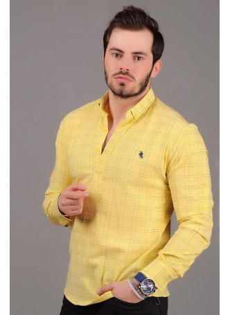 Üç Düğme Sarı Gömlek