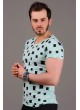 Kare Desenli Nil Yeşili T-Shirt