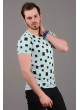 Kare Desenli Nil Yeşili T-Shirt