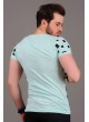 Kare Desenli Nil Yeşili T-Shirt