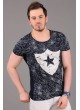 Yıldız Baskılı Lacivert T-Shirt