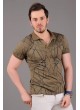Polo Yaka Desenli Haki T-Shirt
