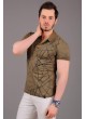 Polo Yaka Desenli Haki T-Shirt