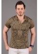 Polo Yaka Desenli Haki T-Shirt