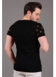 Kare Desenli Siyah T-shirt