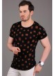 Kare Desenli Siyah T-shirt