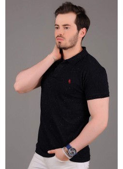 Kırçıllı Polo Yaka Siyah T-Shirt