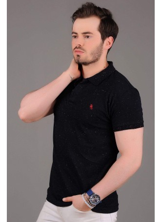 Kırçıllı Polo Yaka Siyah T-Shirt