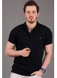 Kırçıllı Polo Yaka Siyah T-Shirt