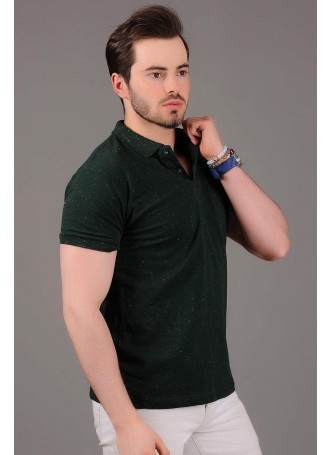 Kırçıllı Polo Yaka Yeşil T-Shirt