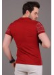 Polo Yaka Beyaz Kareli Kırmızı T-Shirt