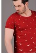 Yarasa Desenli Kırmızı T-Shirt