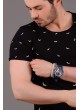 Yarasa Desenli Siyah T-Shirt