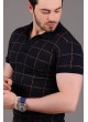 Polo Yaka Sarı Kareli Lacivert T-Shirt