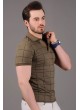 Polo Yaka Lacivert Kareli Haki T-Shirt