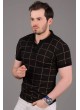 Polo Yaka Sarı Karali Siyah T-Shirt