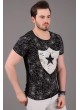 Yıldız Baskılı Siyah T-Shirt