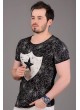 Yıldız Baskılı Siyah T-Shirt