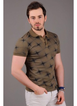 Yıldız Desenli Haki T-Shirt