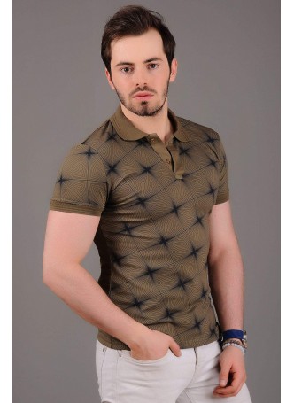 Yıldız Desenli Haki T-Shirt
