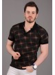 Turuncu Yıldız Desenli Siyah T-Shirt