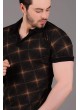 Turuncu Yıldız Desenli Siyah T-Shirt