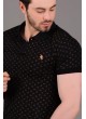Damla Desenli Polo Yaka Siyah T-Shirt
