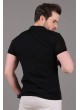 Damla Desenli Polo Yaka Siyah T-Shirt