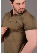 Damla Desenli Polo Yaka Haki T-Shirt