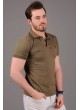 Damla Desenli Polo Yaka Haki T-Shirt