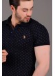 Damla Desenli Polo Yaka Lacivert T-Shirt