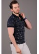 Çizgili Desenli Polo Yaka Lacivert T-Shirt